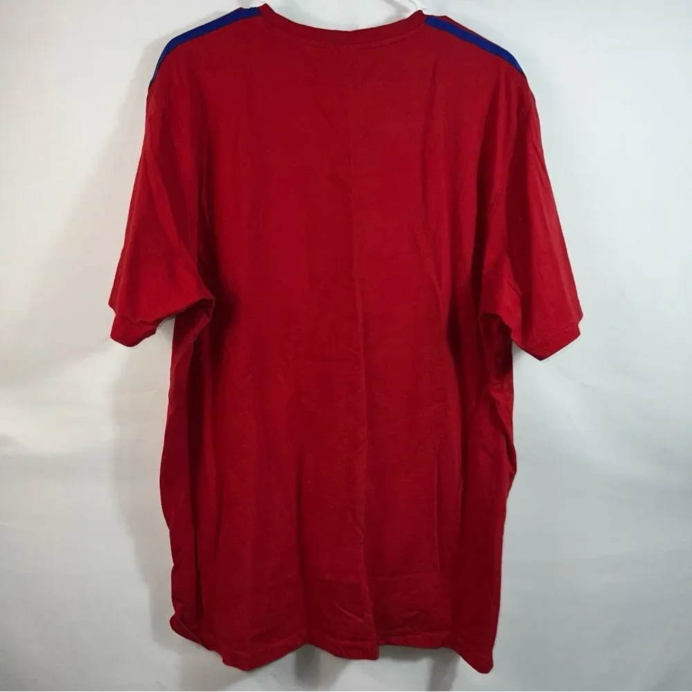 Adidas Three Blue Stripe Great Britain Red Short Sleeve Tee 0626